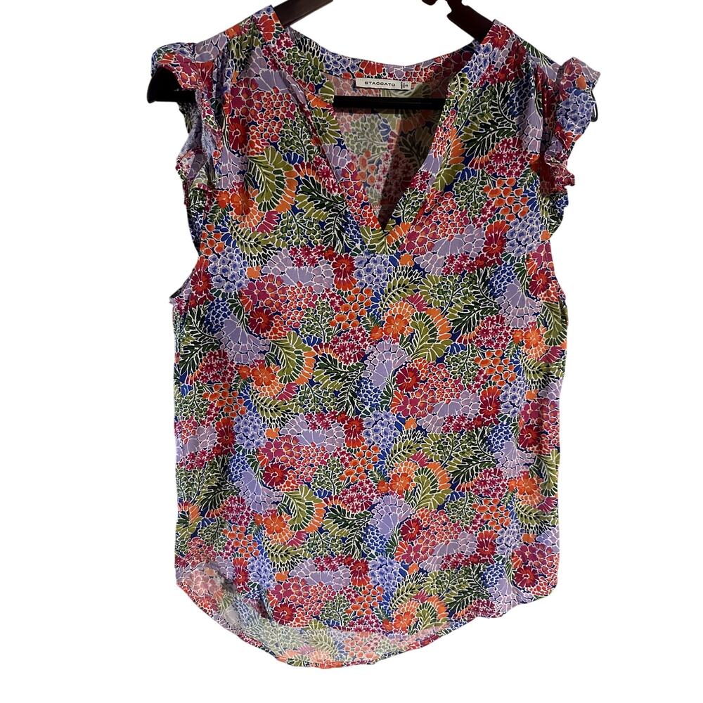 Staccato-Small-Retro Printed Top, Boho Chic Resortwear Y2K